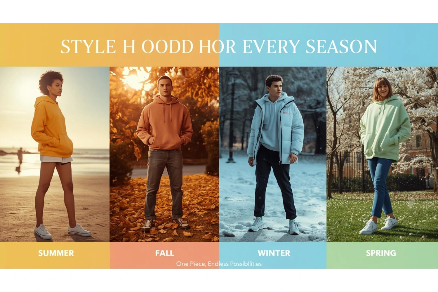 Common hoodie styling mistakes to avoid shown with right and wrong outfit examples.