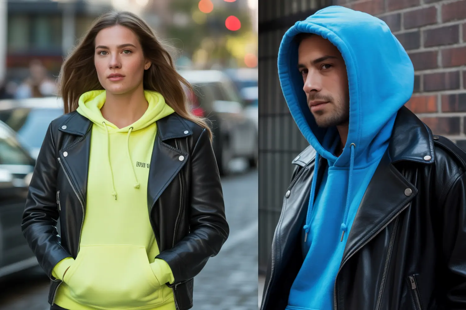 Layer-a-Neon-Hoodie-Under-a-Leather-Jacket